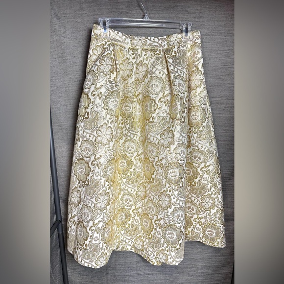 Lilly Pulitzer Dalsey Skirt Gold Metallic Blooming Floral Brocade Size 6 - Picture 1 of 12